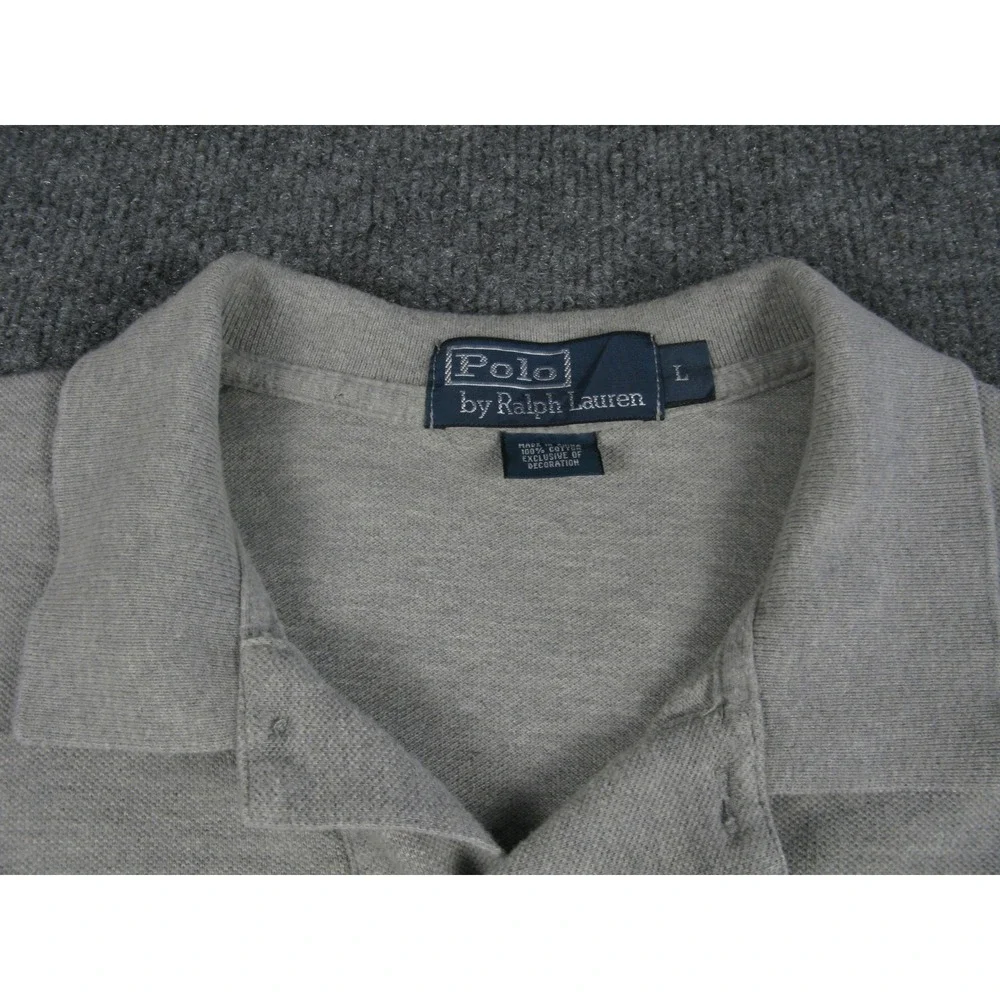 Polo Ralph Lauren Mens Short Sleeve Pique Polo Shirt Grey Large‎ Pony Logo 2090
